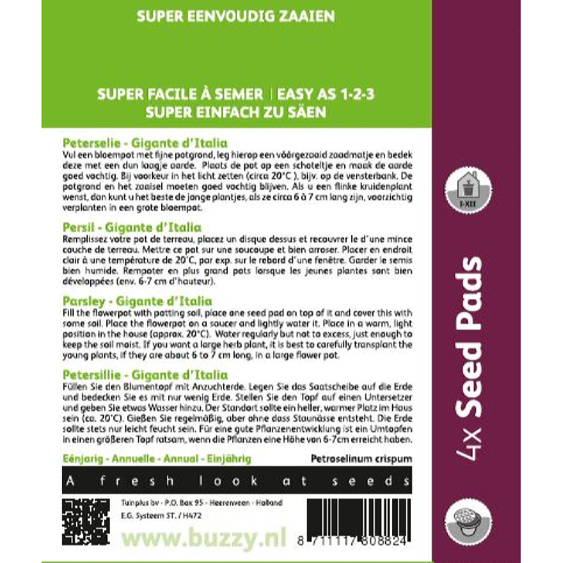 Buzzy® Seedpads Peterselie Gigante d'Italia 4x 8cm