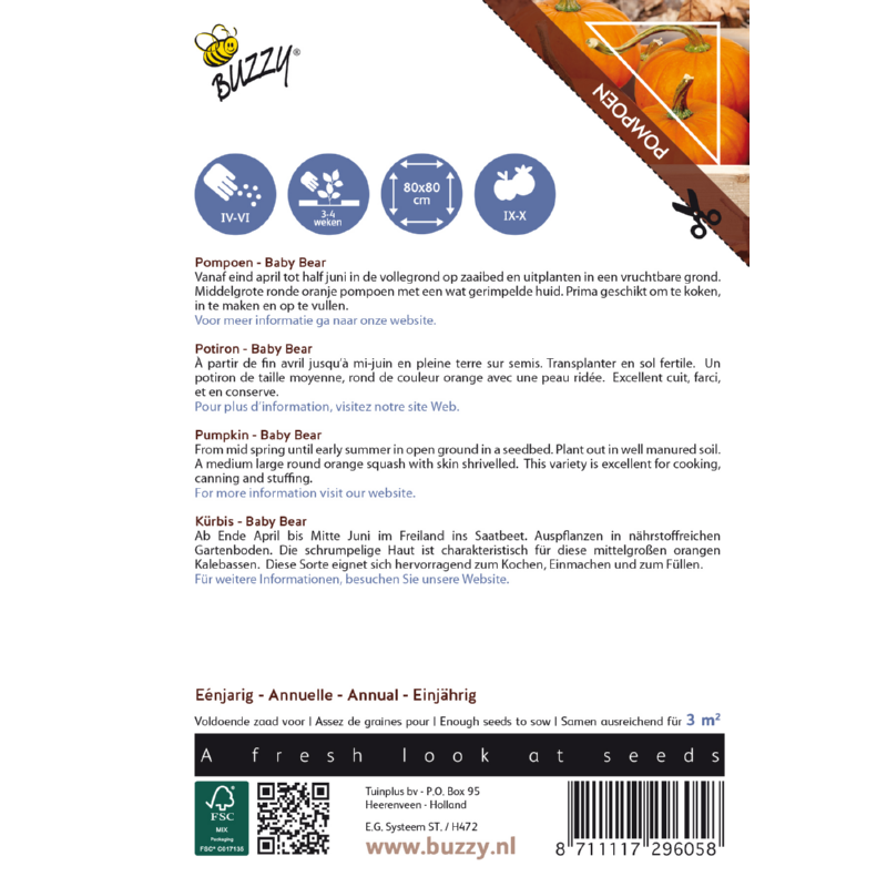 Buzzy® Ornamental Pompoen Baby Bear