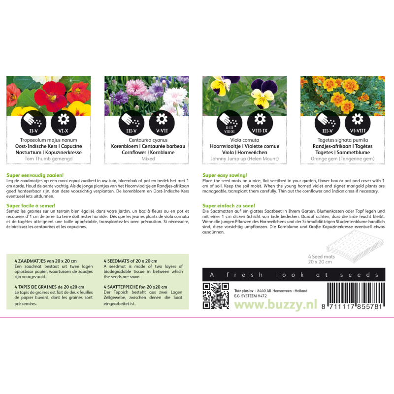 Buzzy® Zaadmatjes Eetbare Bloemen 4 matjes (5)