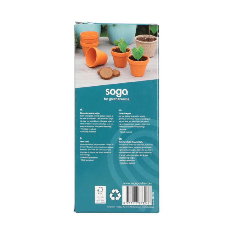 SOGO Stenen terracotta potjes 7/8cm 7st. (6)