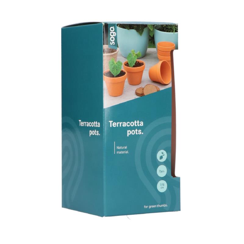 SOGO Stenen terracotta potjes 7/8cm 7st. (6)