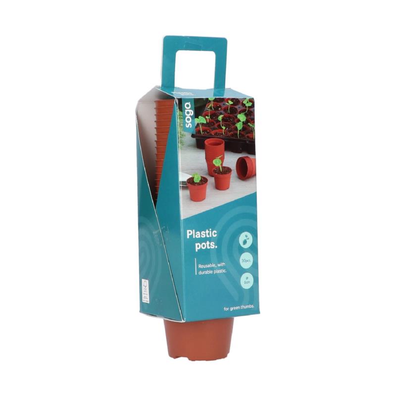 SOGO Plastic potje terra kleur  6cm 30st