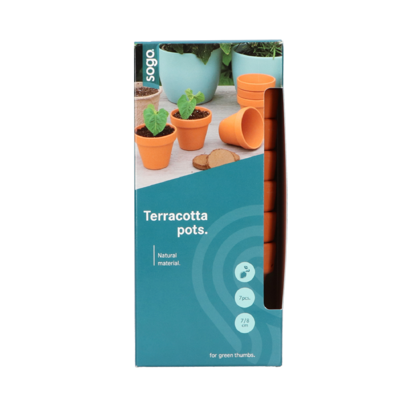 SOGO Stenen terracotta potjes 7/8cm 7st. (6)