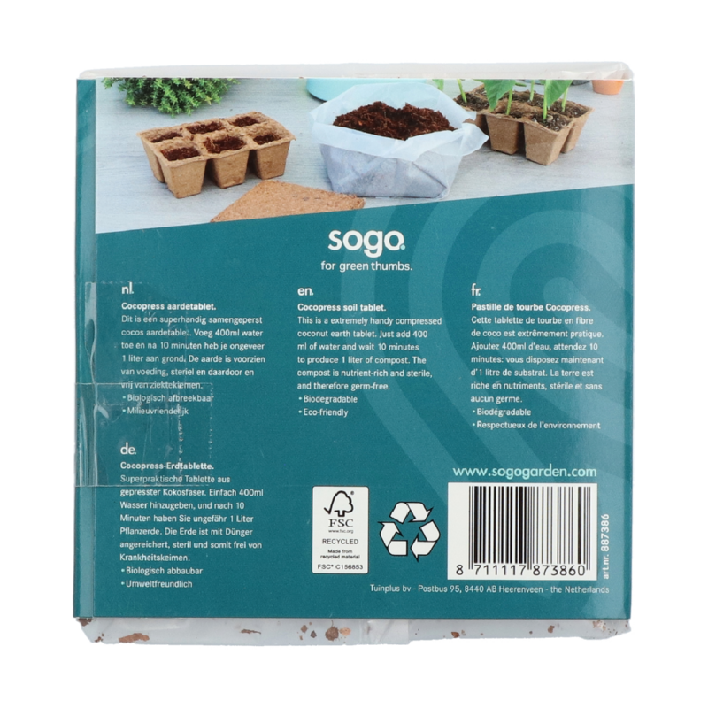 SOGO Cocopress tablet 1 liter, 10x10cm (10)