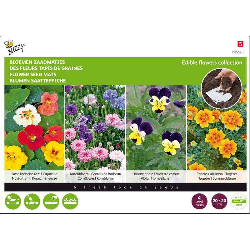Buzzy® Zaadmatjes Eetbare Bloemen 4 matjes (5)