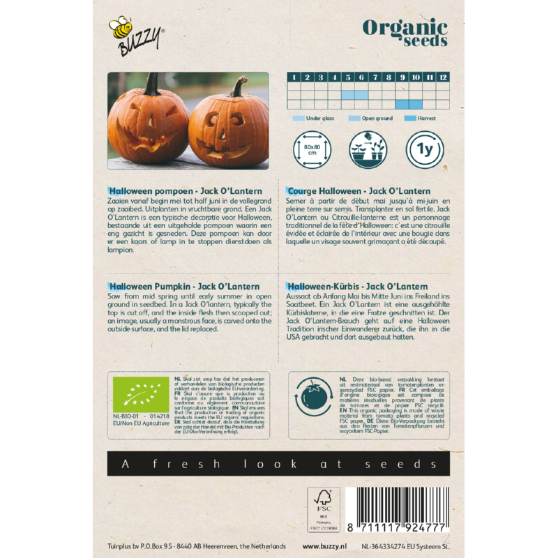 Buzzy® Organic Pompoen Jack O'Lantern (BIO)