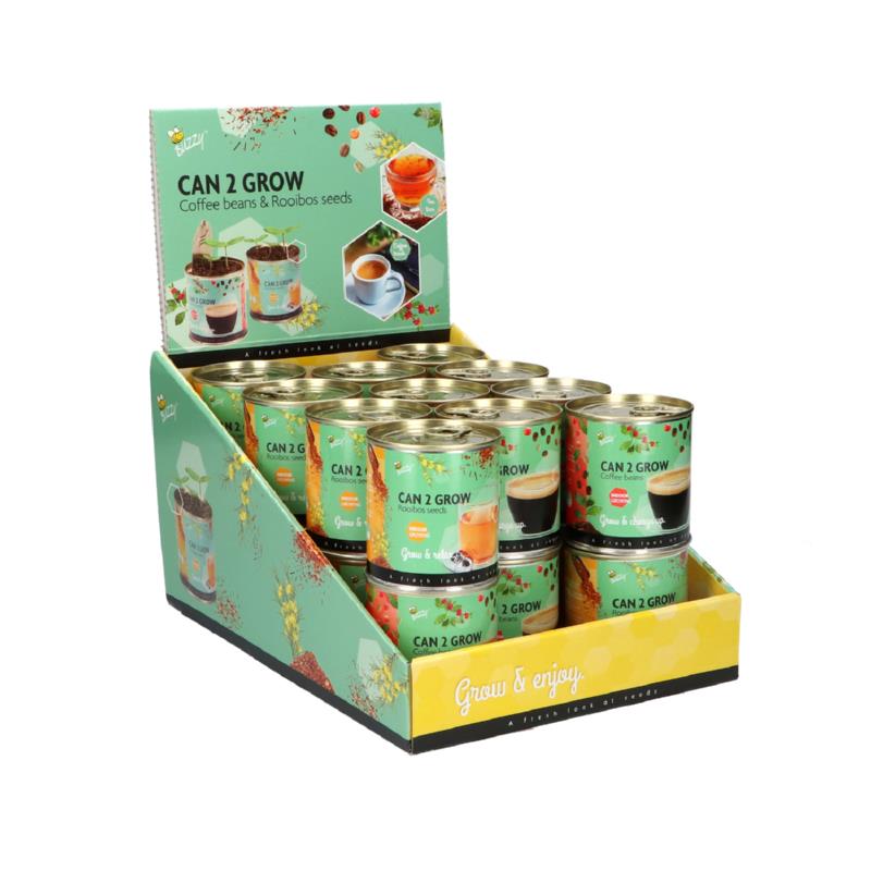 Buzzy® Display Can 2 Grow Koffie & Thee 22st