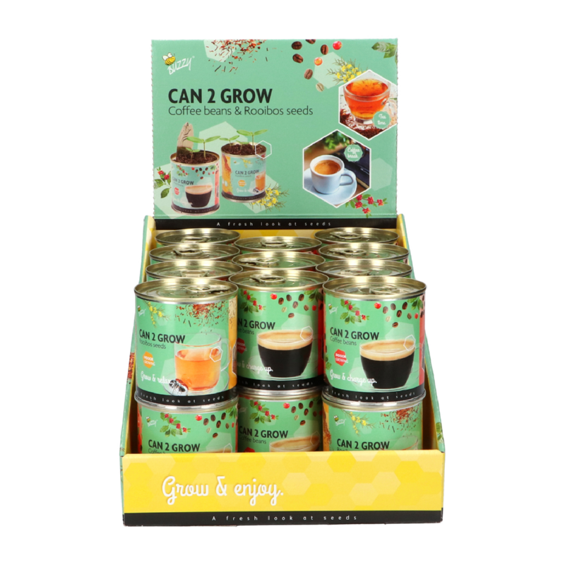 Buzzy® Display Can 2 Grow Koffie & Thee 22st