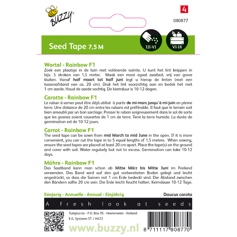 Buzzy® Zaadband Wortel Rainbow F1